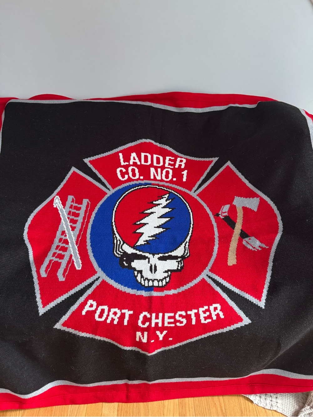 Grateful Dead Black Red Blue Firefighter Emblem Throw